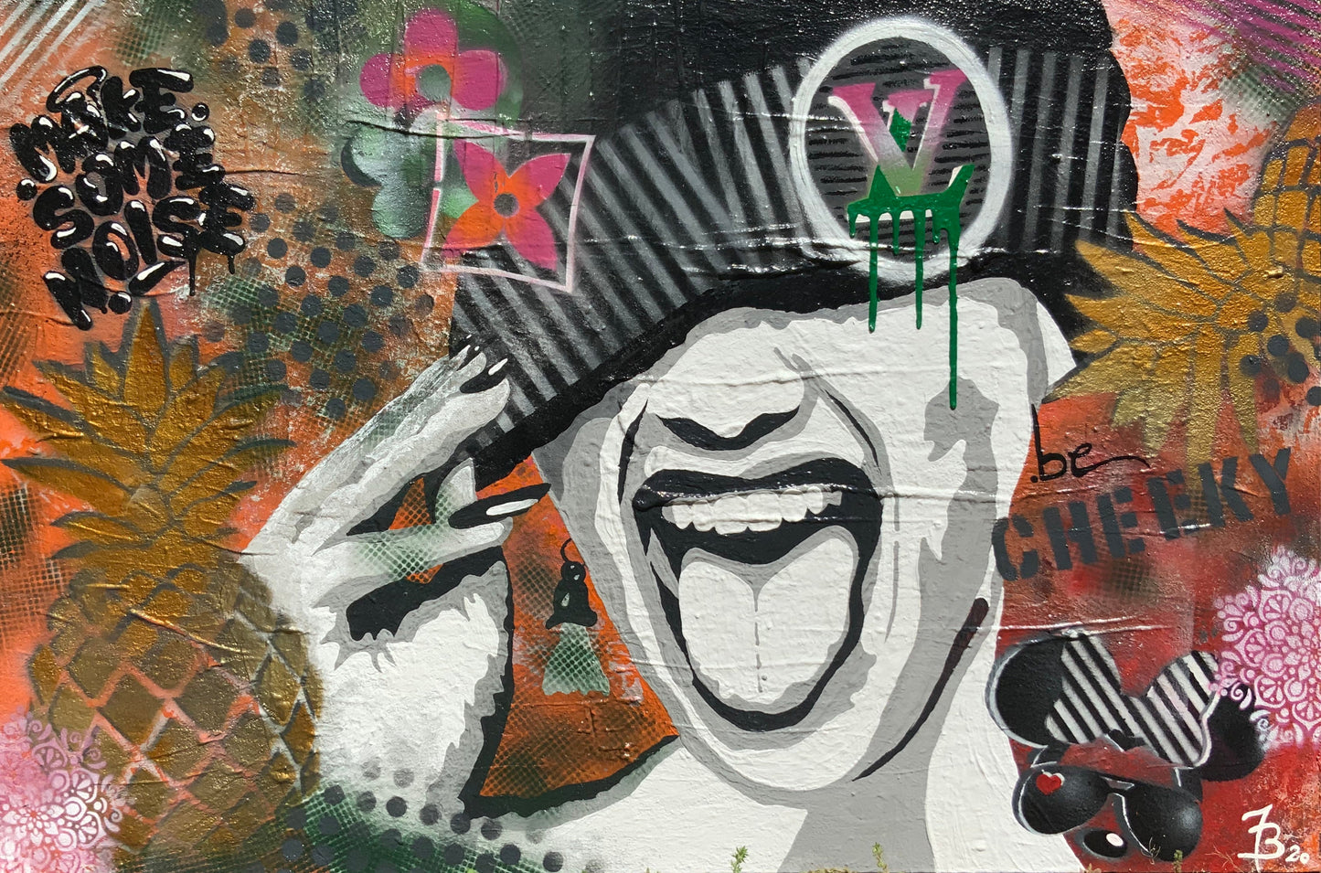 "be cheeky" ✌️handverzierter Print